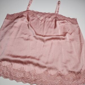 Roamans Pink Lace Cami 22W Satin Tank Y2K Soft Feminine Plus Size
